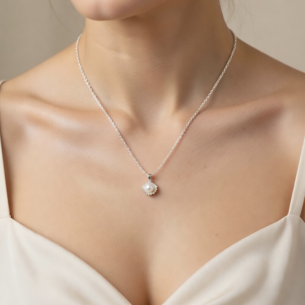 Sterling Silver 925 Pearl Necklace Pendant "Shelly" - Image 3