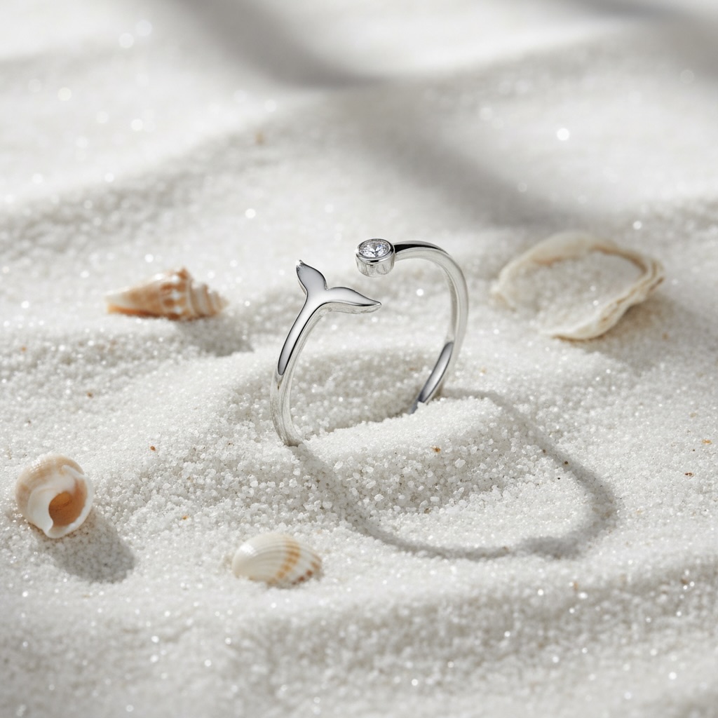 Sterling Silver 925 Mermaid Tail CZ Wrap Ring Adjustable Sizes "Marina" - Image 2