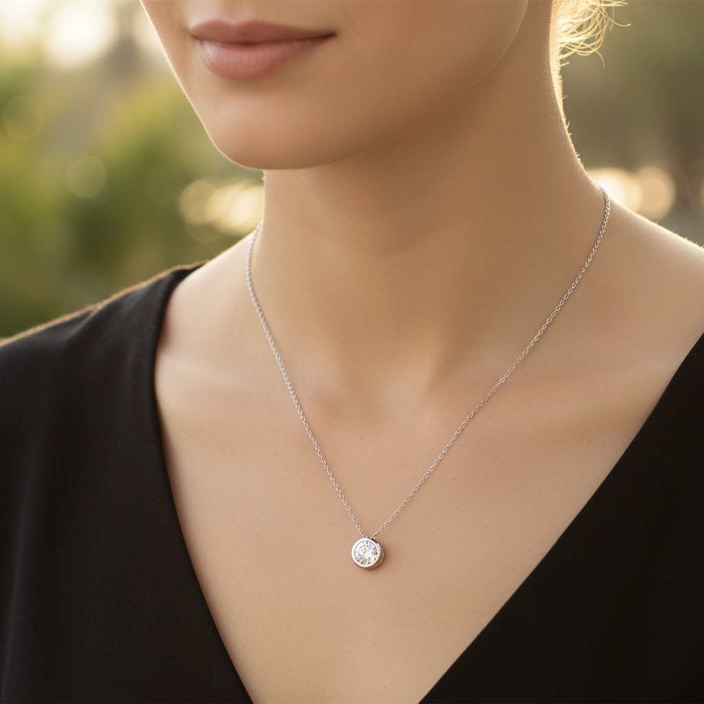 Sterling Silver 925 Necklace CZ Pendant “Solitaire Glare” - Image 3