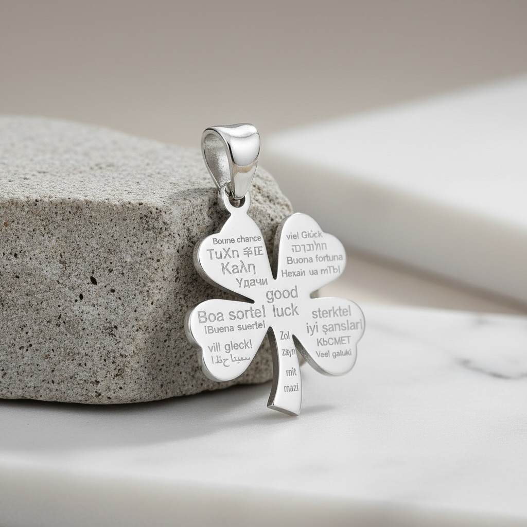 Sterling Silver 925 Four Leaf Clover Pendant "Worldwide Luck" - Image 2