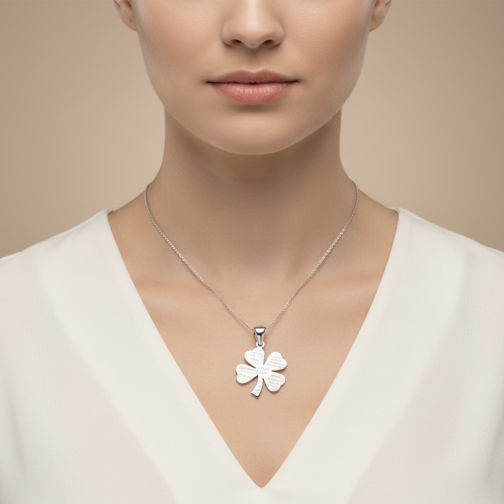 Sterling Silver 925 Four Leaf Clover Pendant "Worldwide Luck" - Image 3