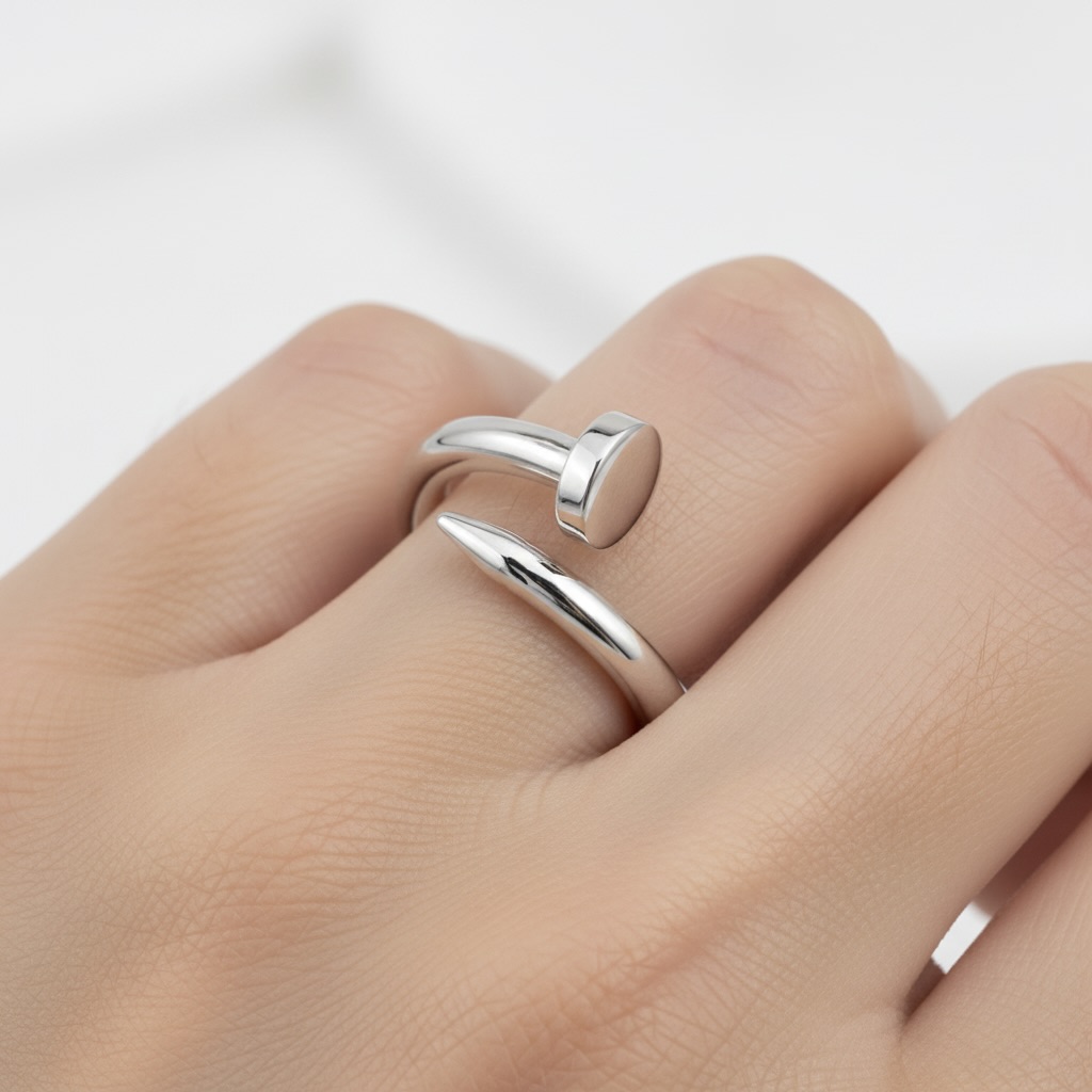 Sterling Silver 925 Nail Wrap Ring Adjustable Sizes "Oryx" - Image 3