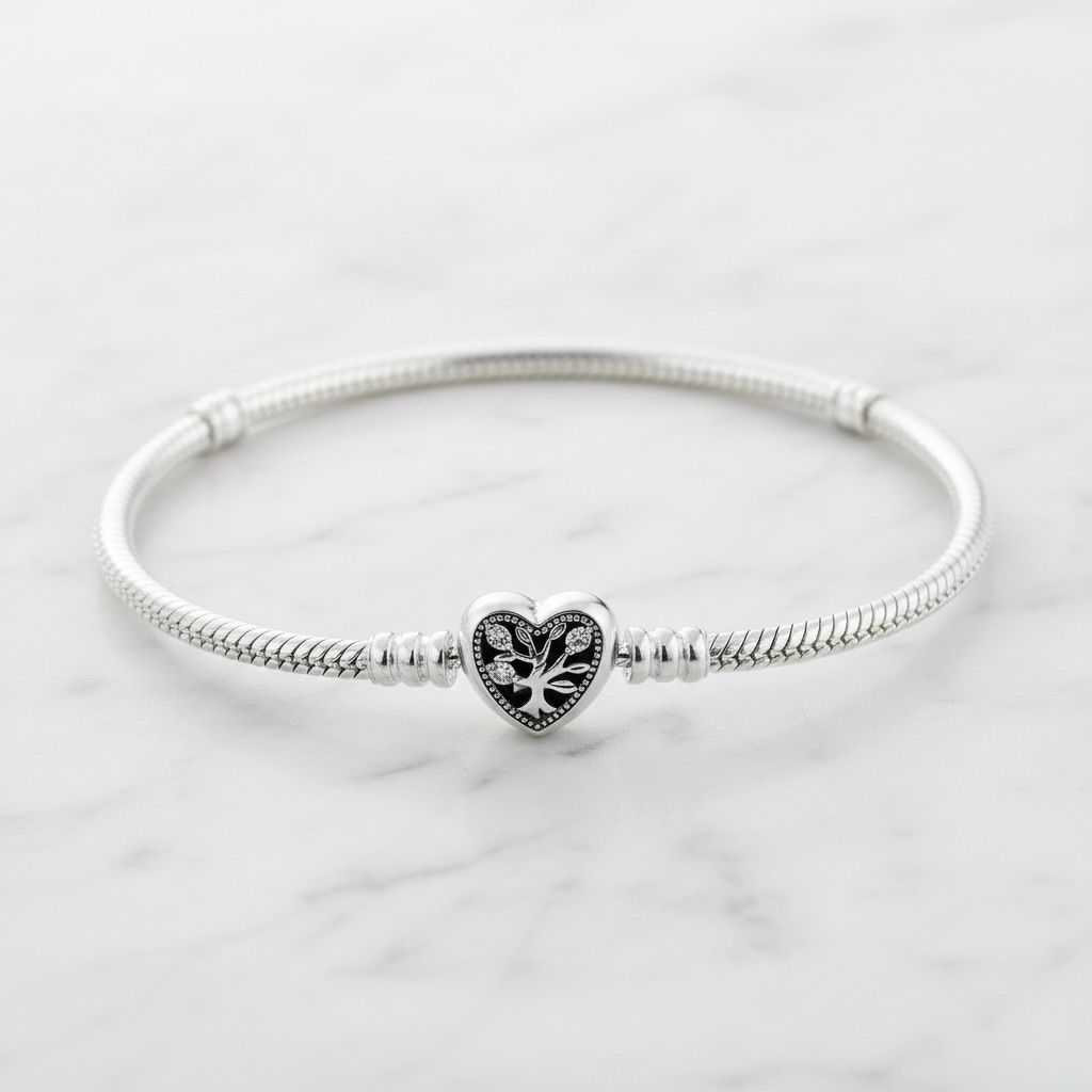 Charm Bracelet Sterling Silver 925 Snake Chain Bracelet "Tuana" - Image 2