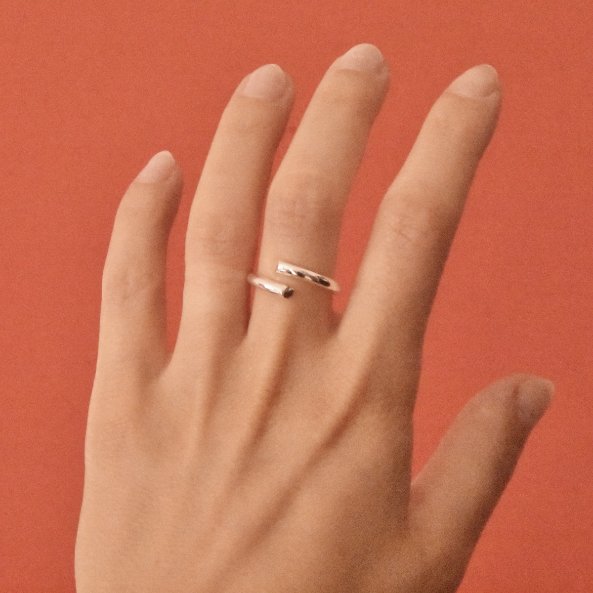 Sterling Silver 925 Minimalist Open Cuff Ring "Essentials" - Silver Image 4