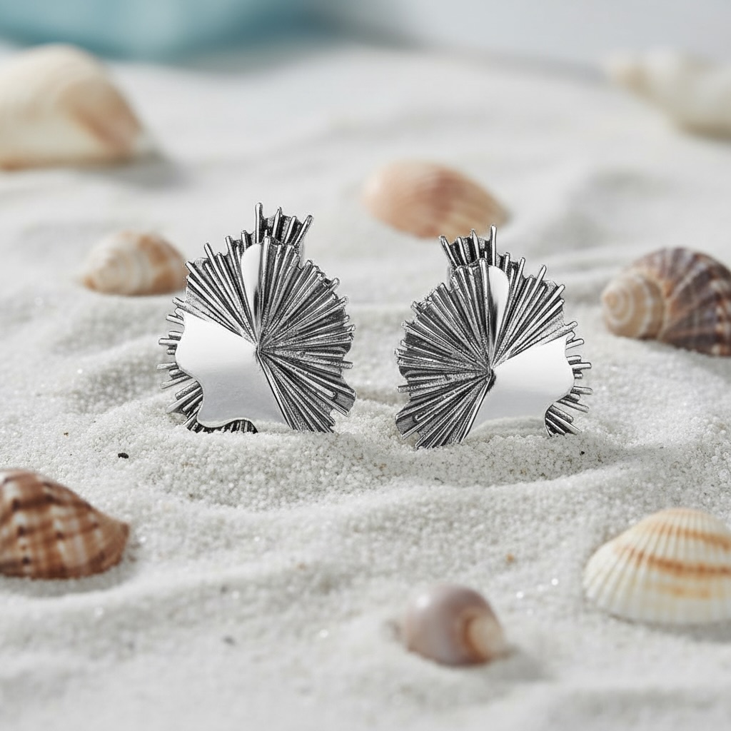 Sterling Silver 925 Huggie Earrings “Abstract Flare” - Image 3