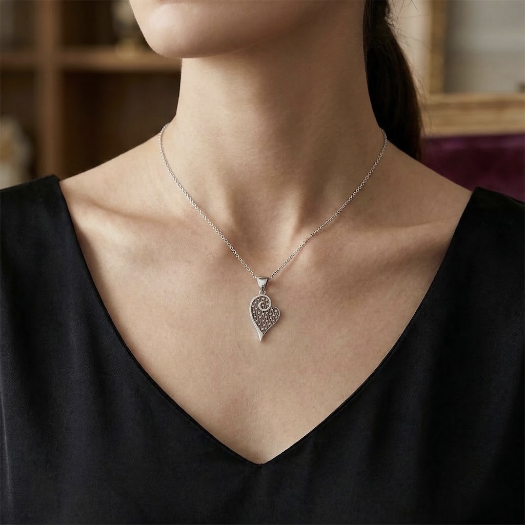 Sterling Silver 925 Heart Pendant “Starlit Love” - Image 3