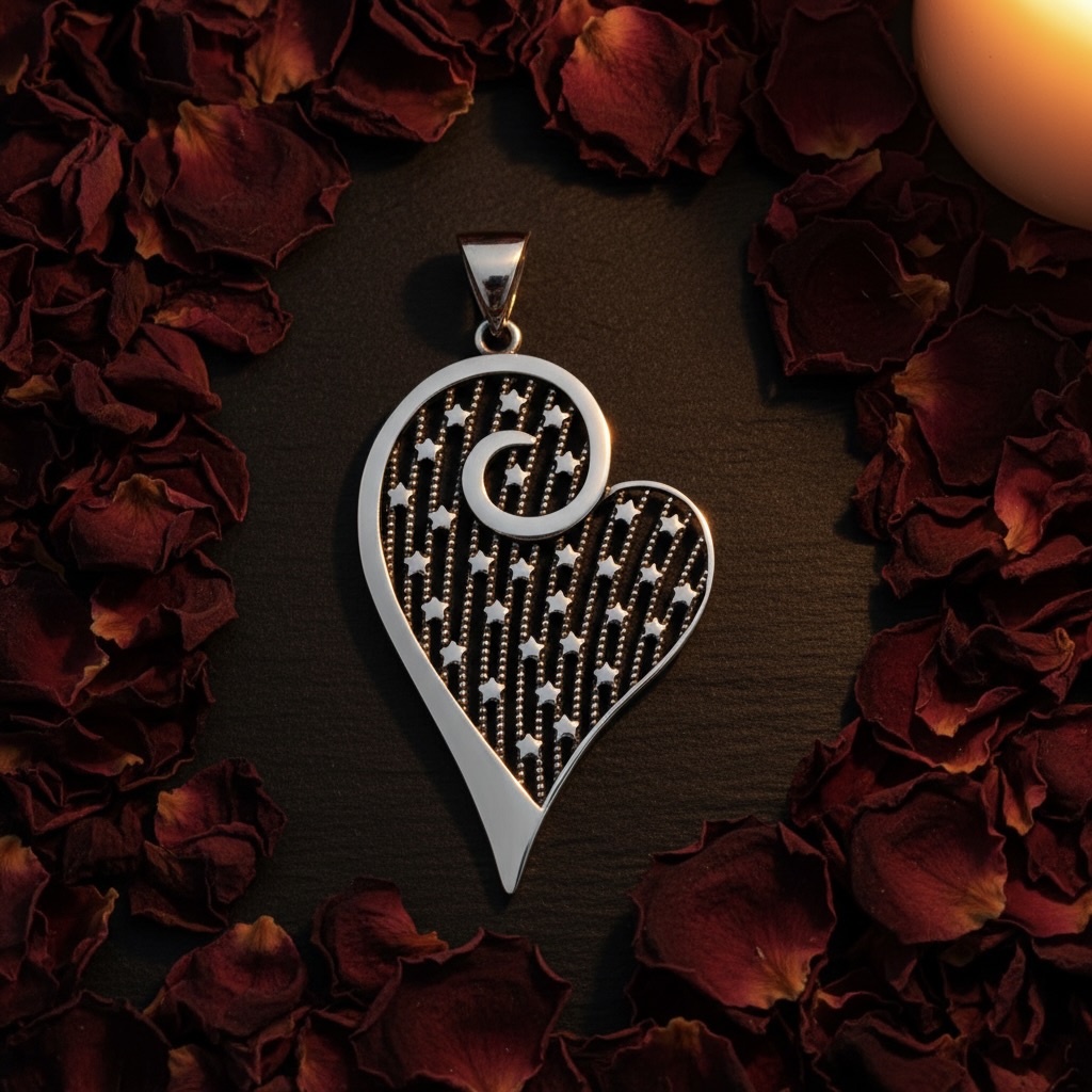 Sterling Silver 925 Heart Pendant “Starlit Love” - Image 2