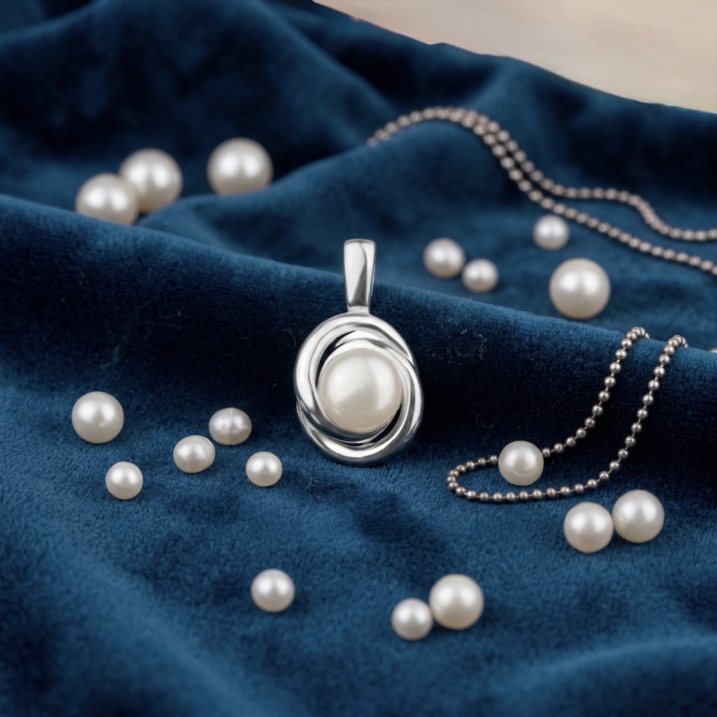 Sterling Silver 925 Freshwater Pearl Pendant “Twisted Grace” - Image 2