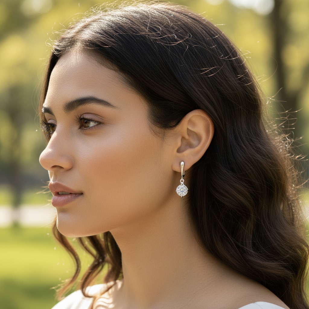 Sterling Silver 925 Drop CZ Earrings "Blink" - Image 3