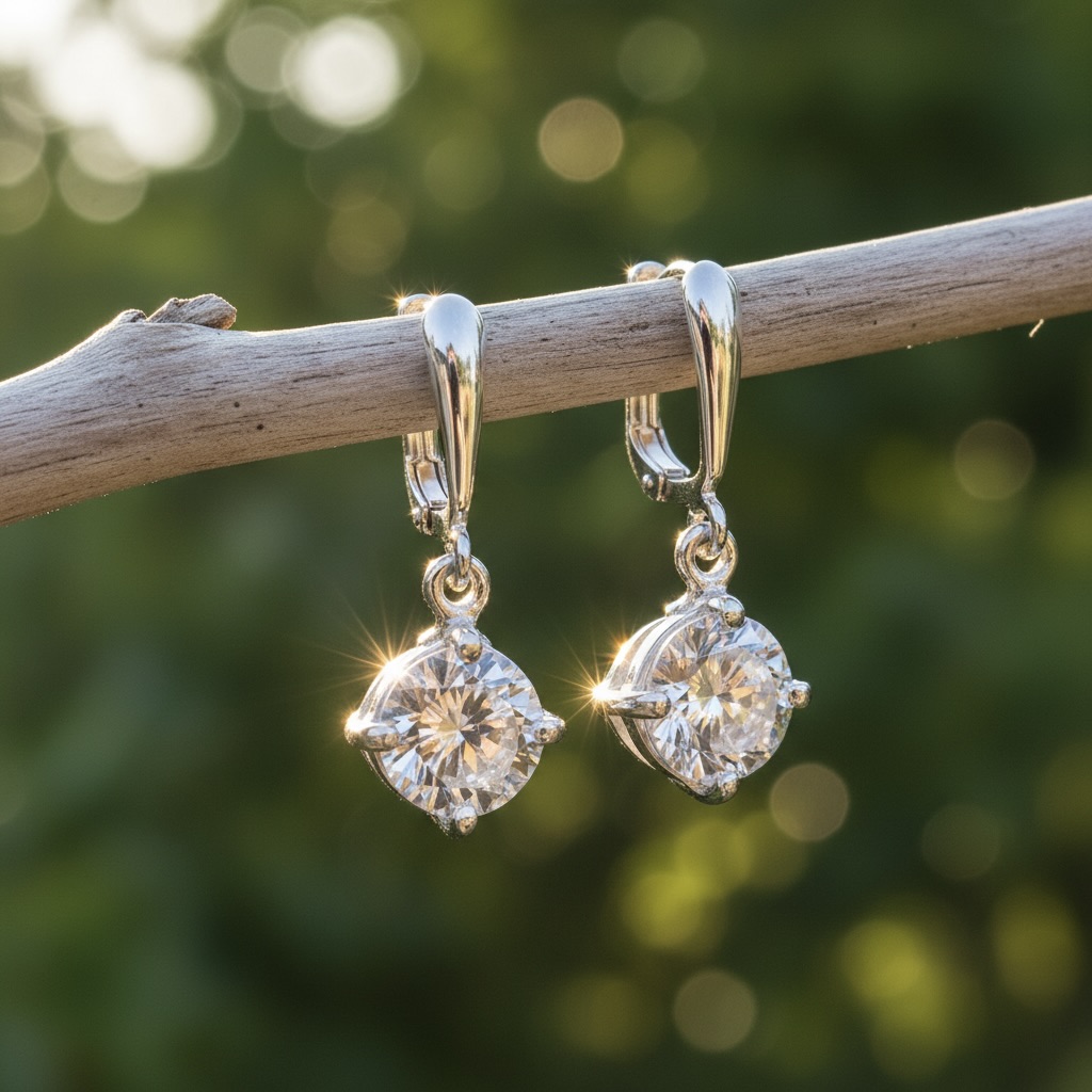 Sterling Silver 925 Drop CZ Earrings "Blink" - Image 2