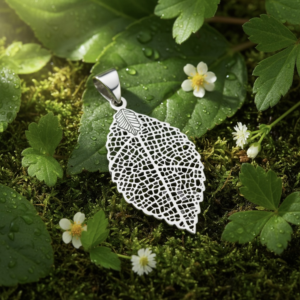 Sterling Silver 925 Leaf Pendant “Silver Nature” - Image 2