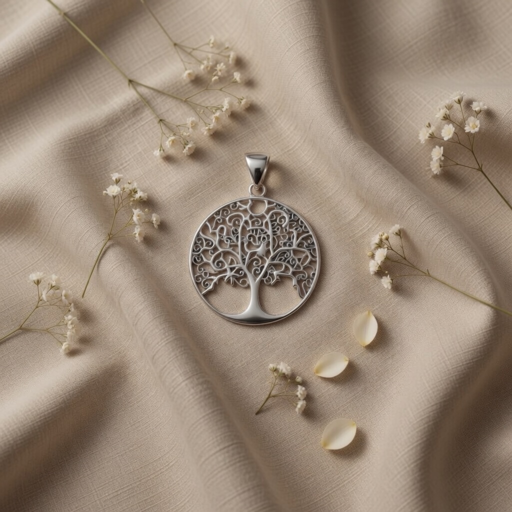 Sterling Silver 925 Tree of Life Dangle Drop Earrings Pendant Set "Gaia" - Image 3