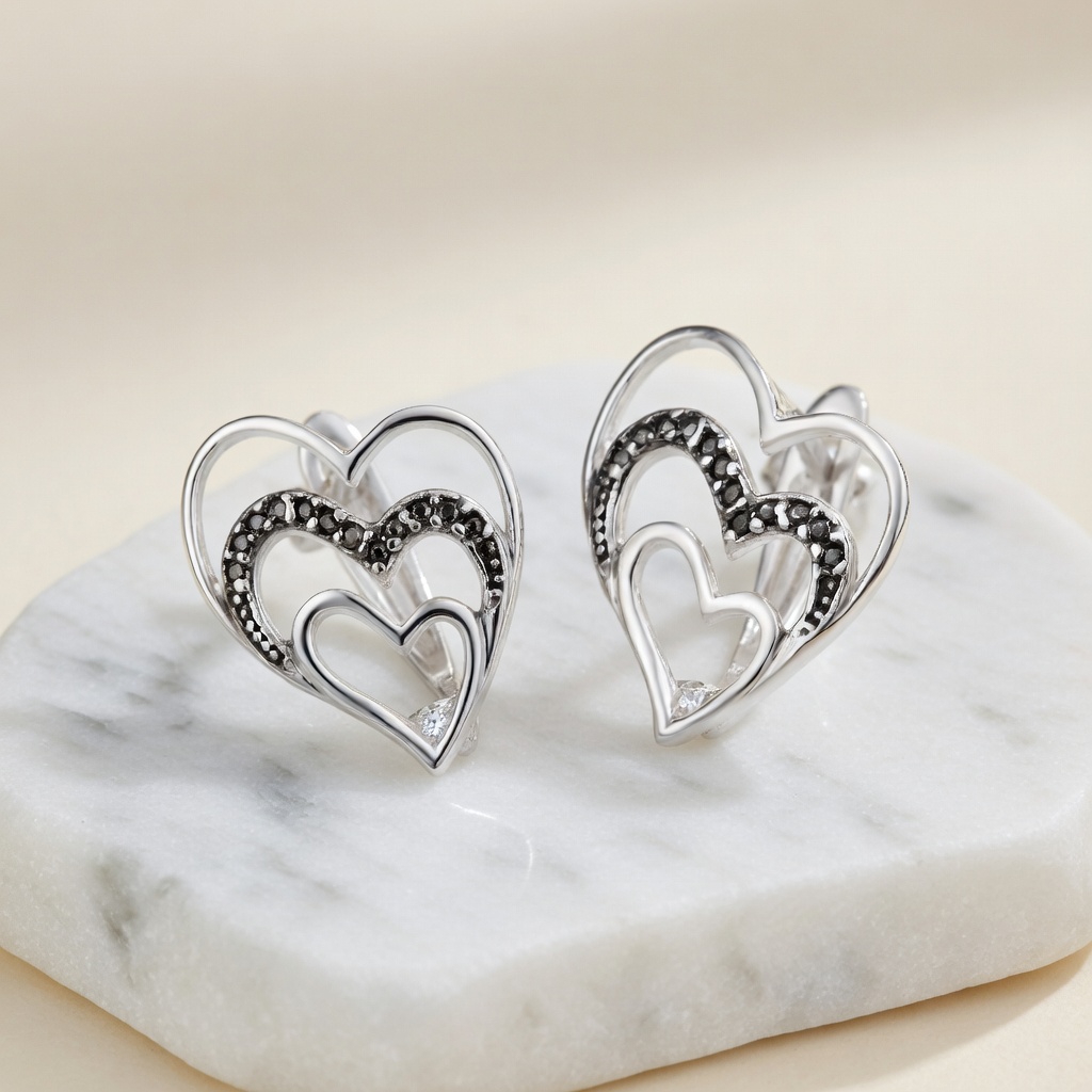 Sterling Silver 925 Heart Earrings "Soul Mate" - Image 2