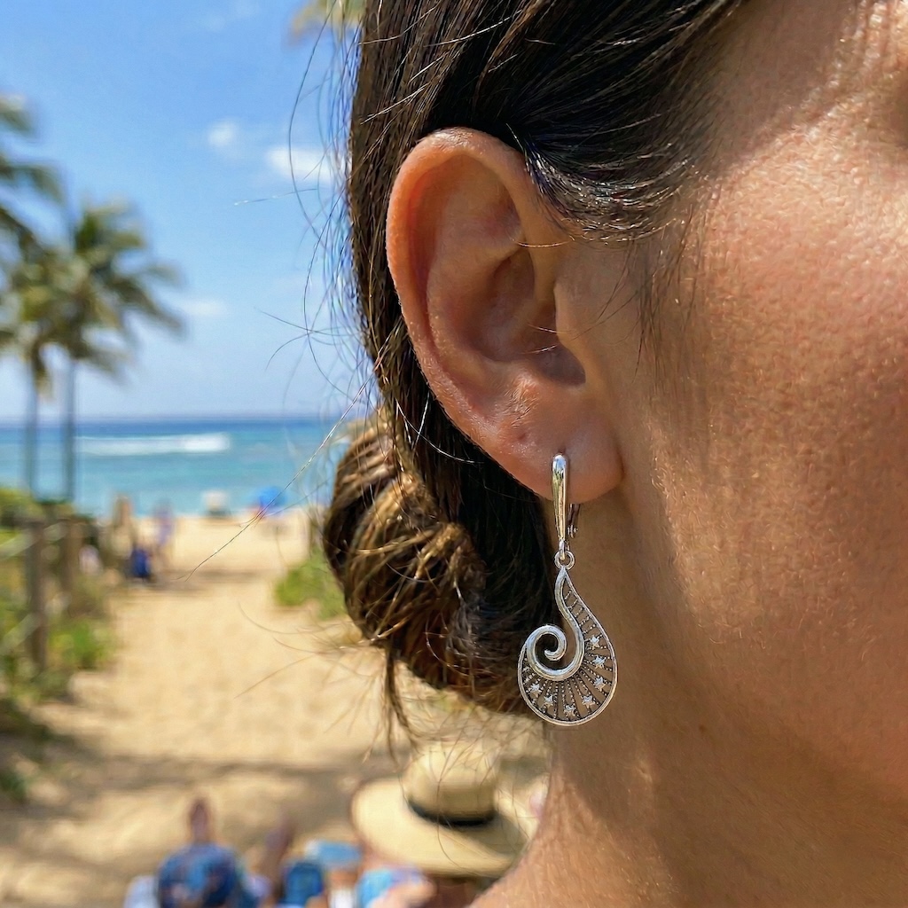 Sterling Silver 925 Dangle Drop Earrings “Starlit Swirl” - Image 3