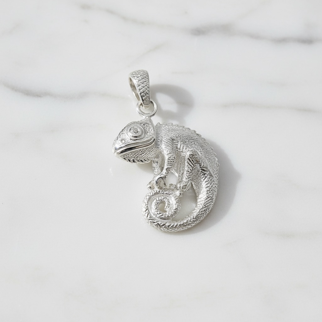 Sterling Silver 925 CZ Chameleon Pendant "Ziggy" - Image 2