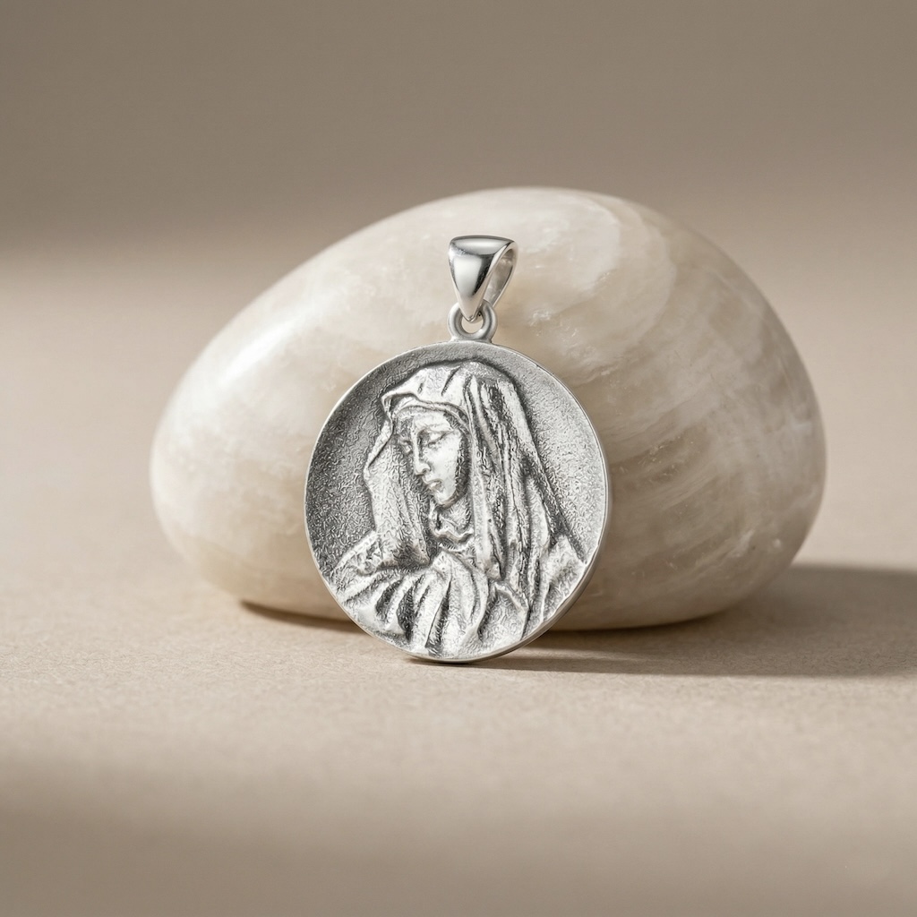 Sterling Silver 925 Virgin Mary Religious Pendant “Solace” - Image 2