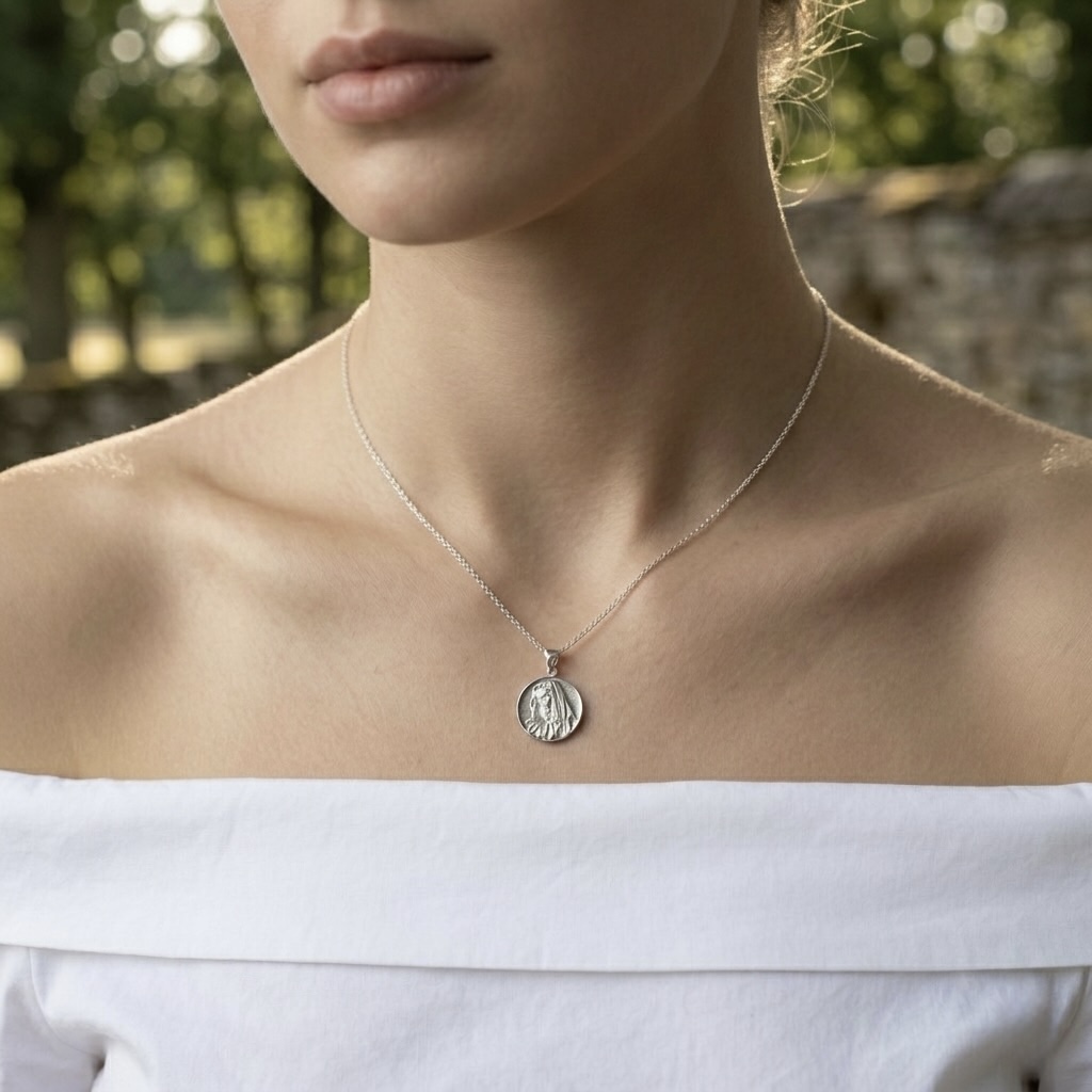 Sterling Silver 925 Virgin Mary Religious Pendant “Solace” - Image 3