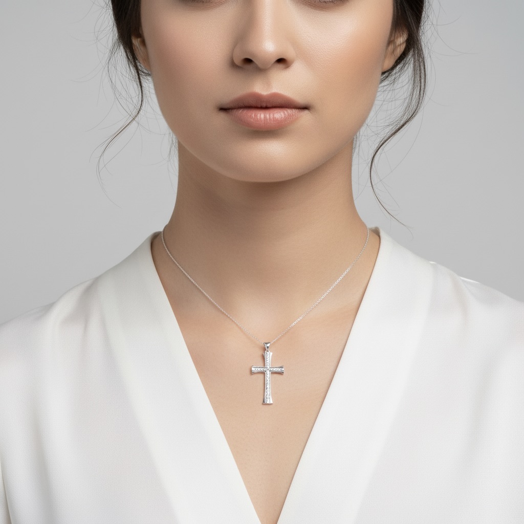 Sterling Silver 925 Pendant Cross "Floral Faith" - Image 3