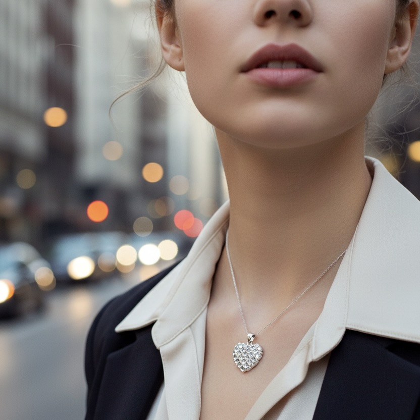 Sterling Silver 925 Textured Heart Pendant “Woven Love” - Image 3