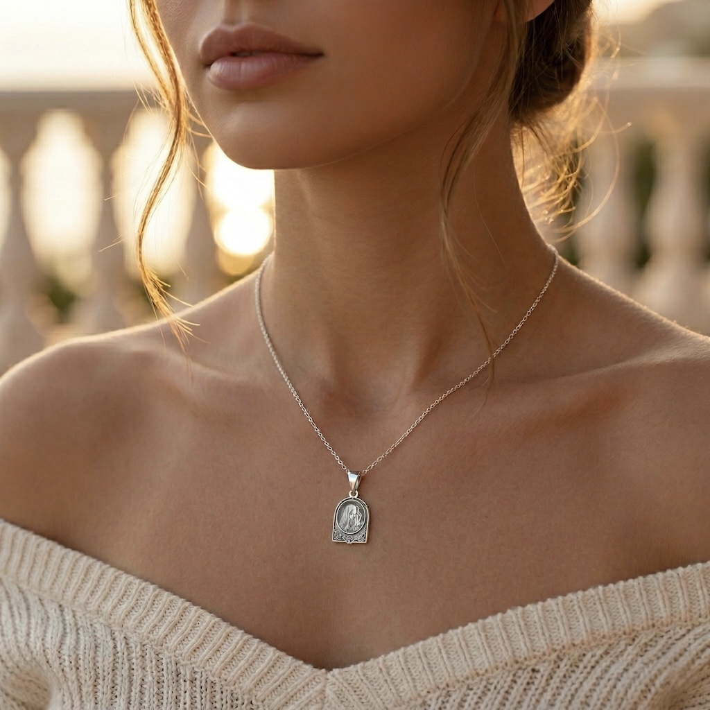 Sterling Silver 925 Virgin Mary Pendant “Chapel Grace” - Image 3