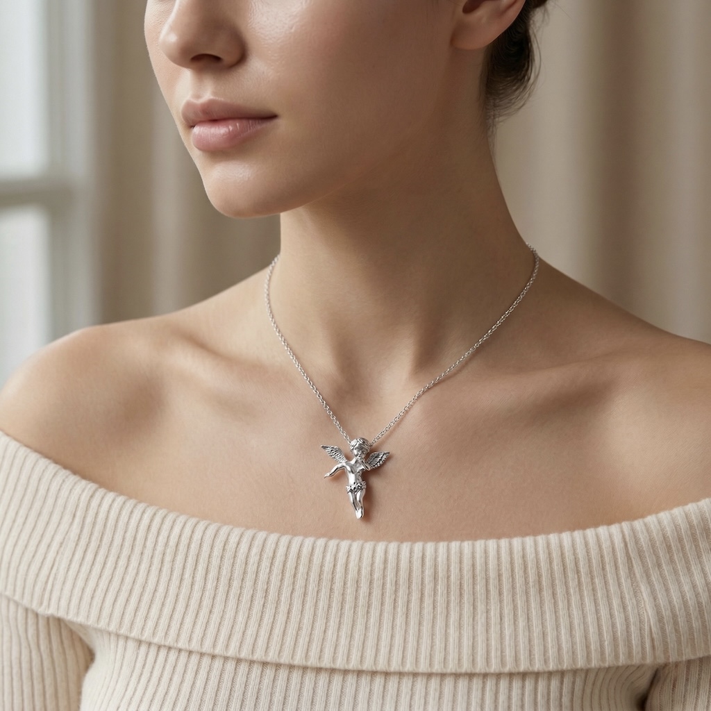 Sterling Silver 925 Guardian Angel Oxidised Pendant “Dancing Grace” - Image 3