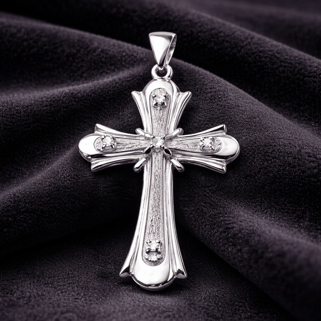 Sterling Silver 925 Cross CZ Pendant "Lit" - Image 2
