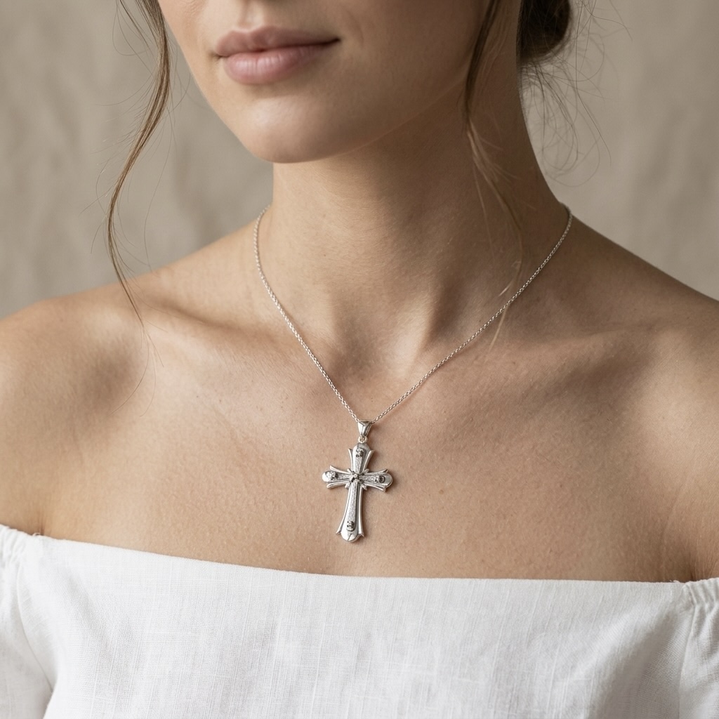 Sterling Silver 925 Cross CZ Pendant "Lit" - Image 3