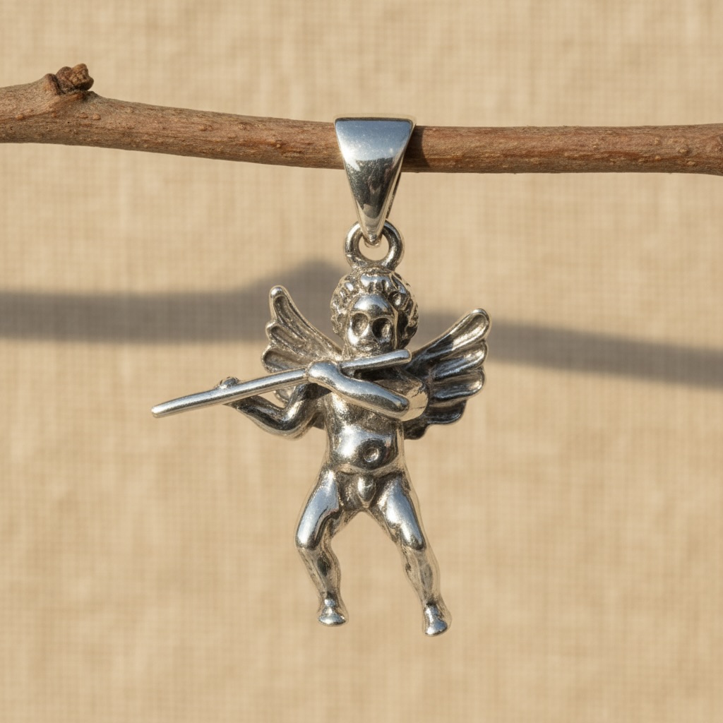 Sterling Silver 925 Flute Angel Pendant “Heavenly Melody” - Image 2