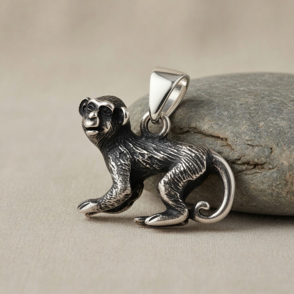 Sterling Silver 925 Monkey Pendant "Abu" - Image 2
