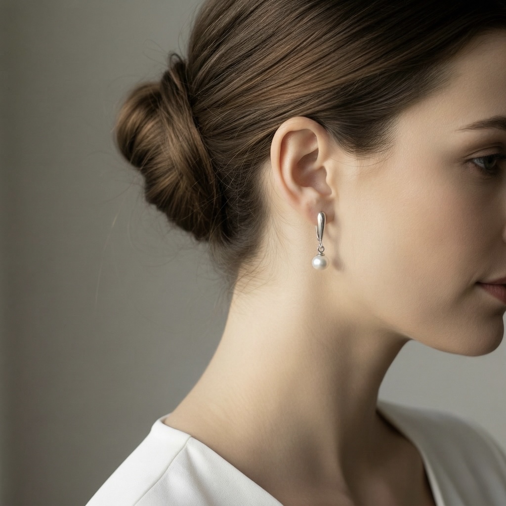 Sterling Silver 925 6mm Freshwater Pearl Drop Earrings "Pure Bliss" - Image 4