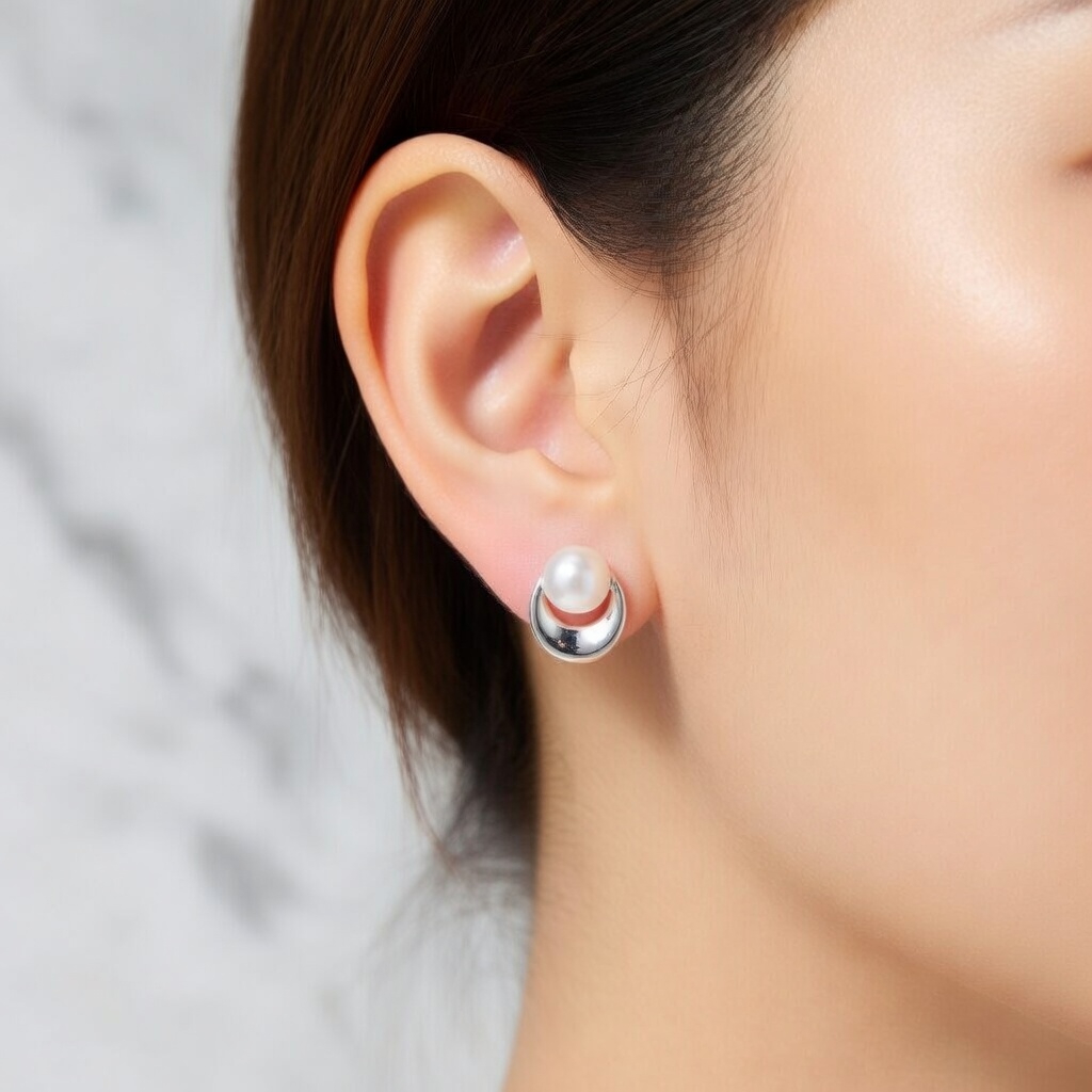 Sterling Silver 925 Freshwater 6mm Pearl Earrings “Luna” - Image 3