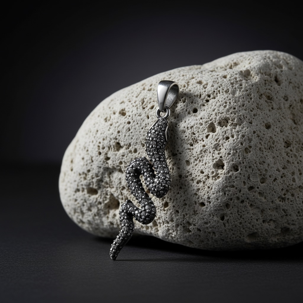 Sterling Silver 925 Snake Pendant "Dark Ophidi" - Image 2