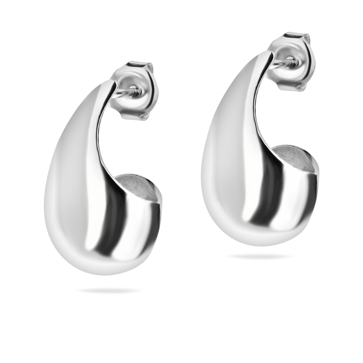 Sterling Silver 925 Teardrop Stud Earrings "Pebble"