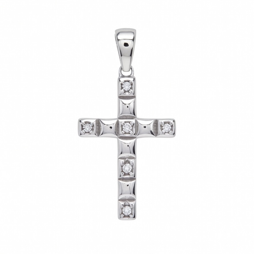 Sterling Silver 925 Cross Cubic Zirconia Pendant "Riviera"