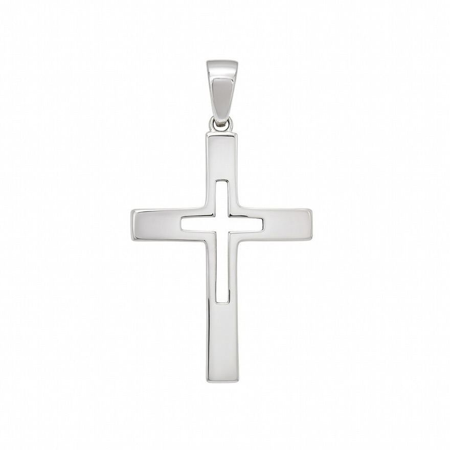 Sterling Silver 925 Double Cross Pendant "Noel"