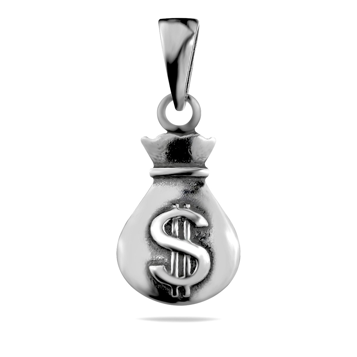 Sterling Silver 925 Money Bag Pendant "Good Fortune" - Silver Image 1