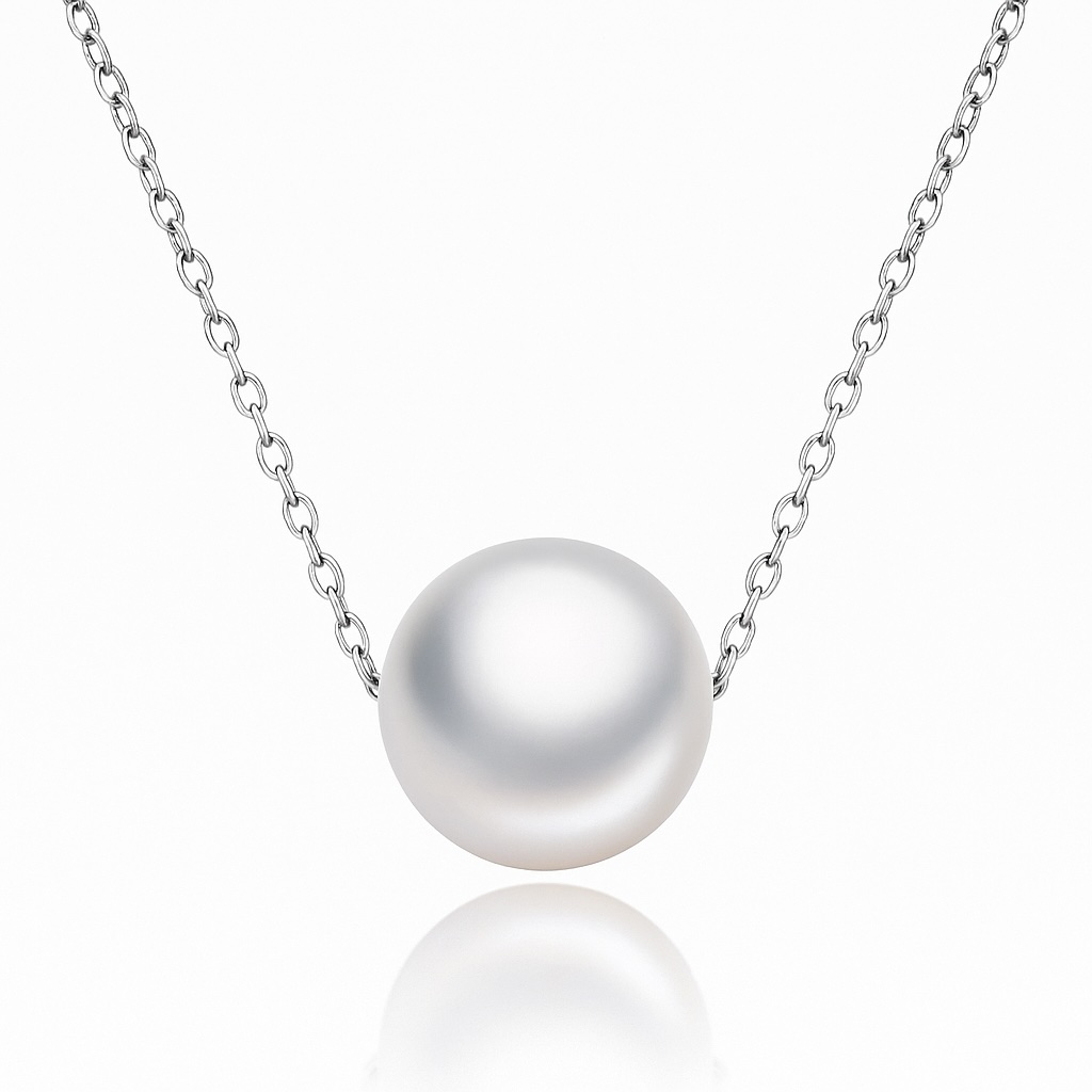 Sterling Silver 925 Single 9mm Pearl Necklace Pendant “Dazzle”