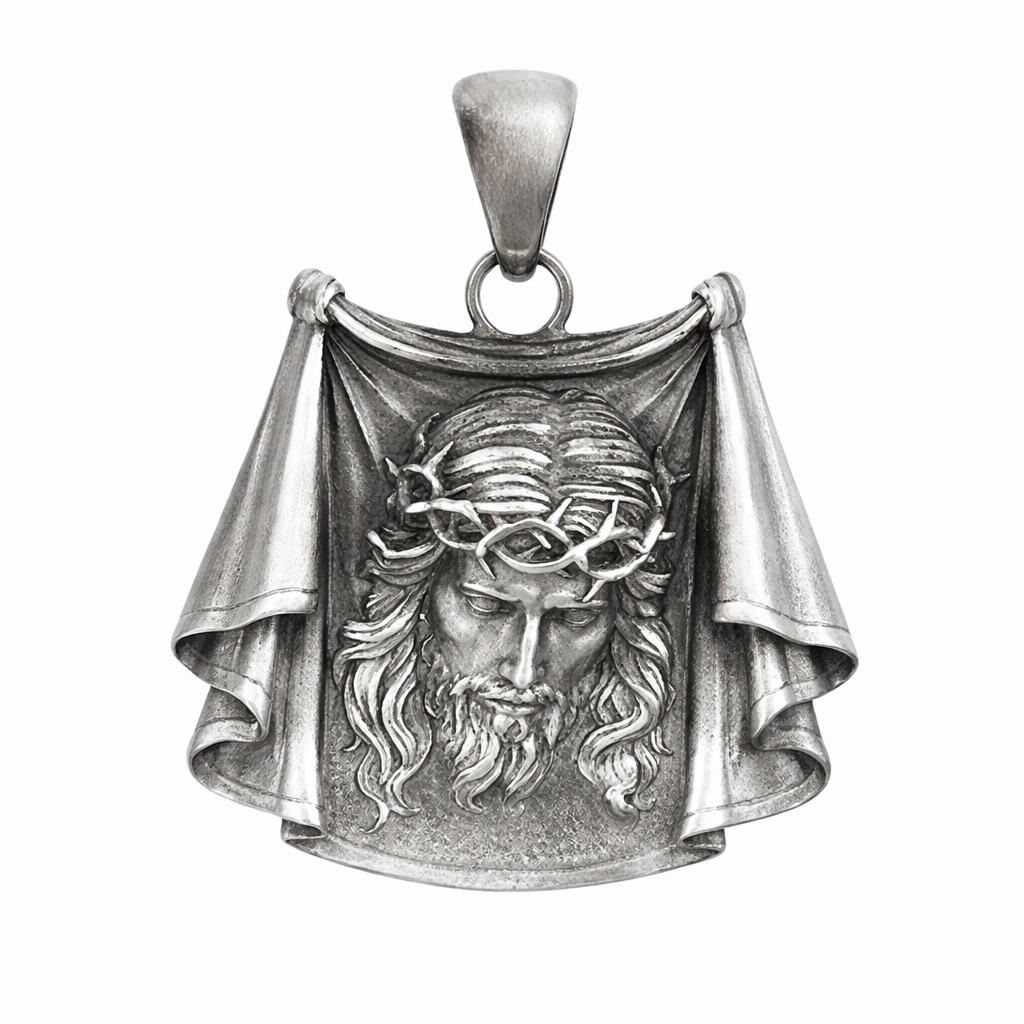 Sterling Silver 925 Jesus Christ Pendant "Crown of Thorns" - Image 1