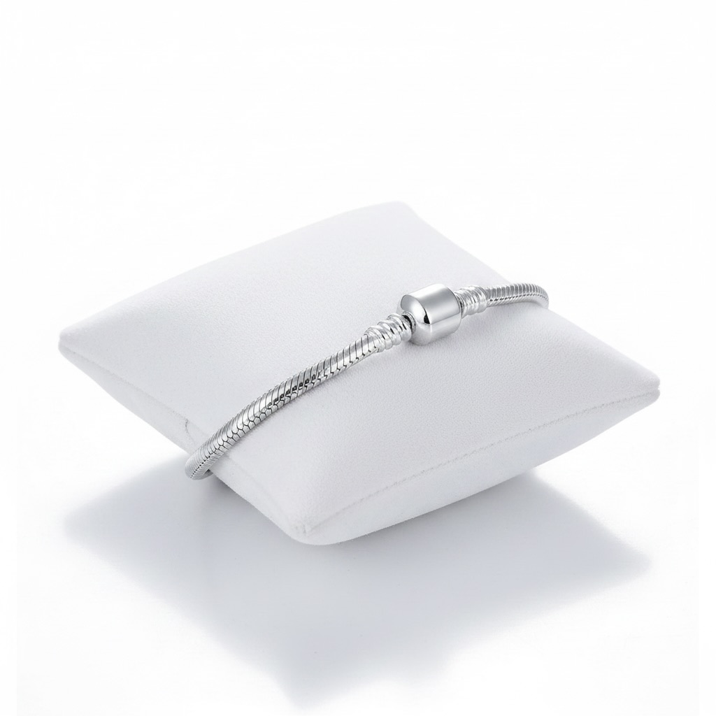 Charm Bracelet Sterling Silver 925 Snake Chain Minimalist Bracelet - Image 1