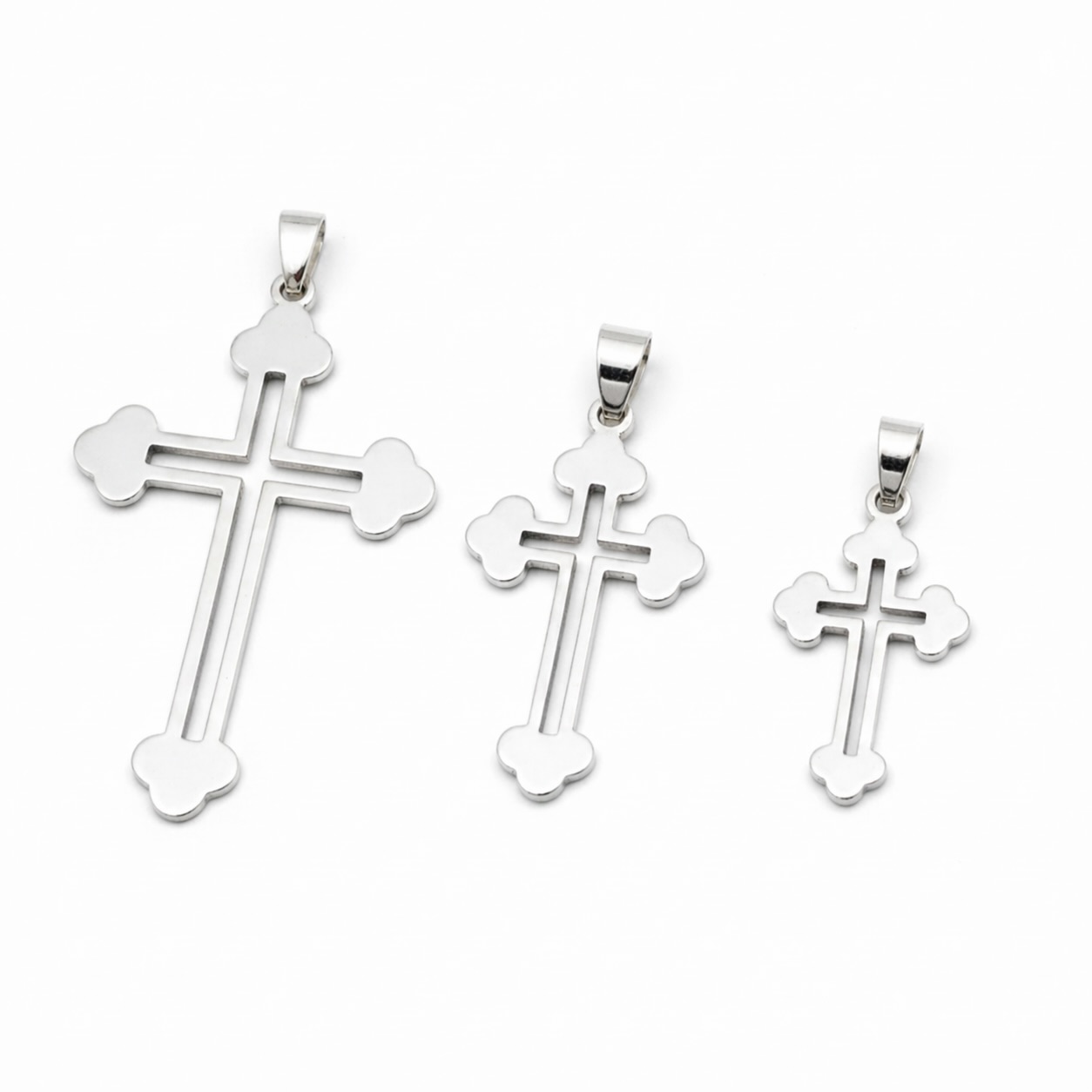 Sterling Silver 925 Trefoil Cross Pendant "Triad"
