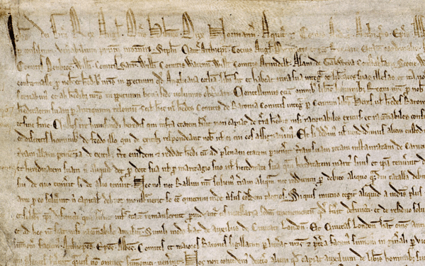 One of the four surviving copies of the 1215 Magna Carta