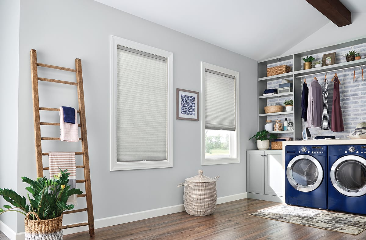 Energy-efficient cellular shades in a bedroom