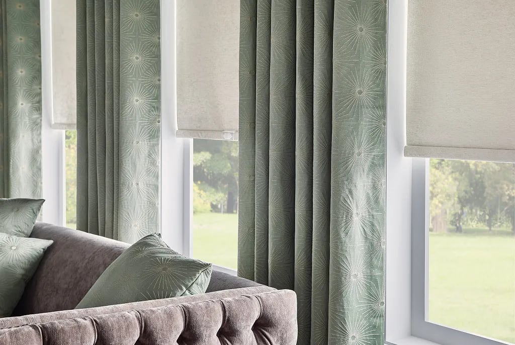 Custom draperies on a track with ripplefold header