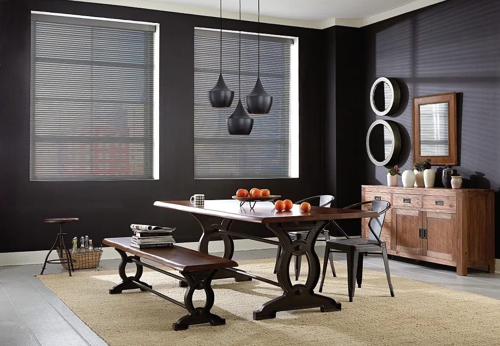 Sheer layered shades in a modern living area