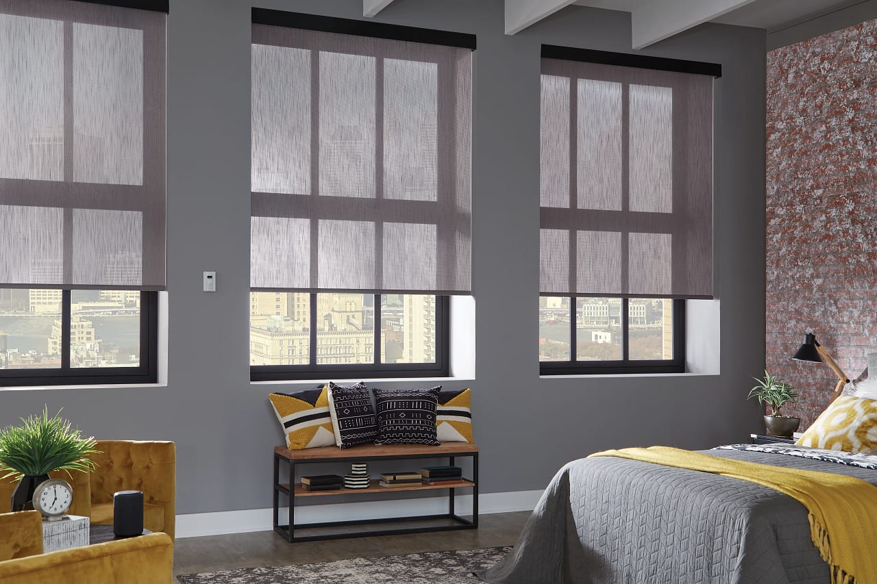 Modern roller shades filtering light