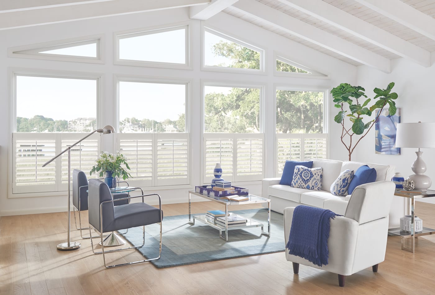 Plantation shutters in bathroom