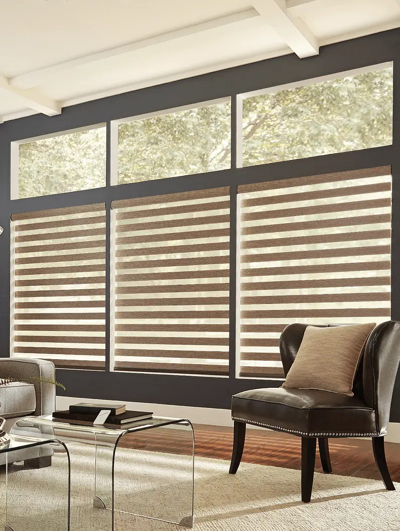 Layered shades on office windows