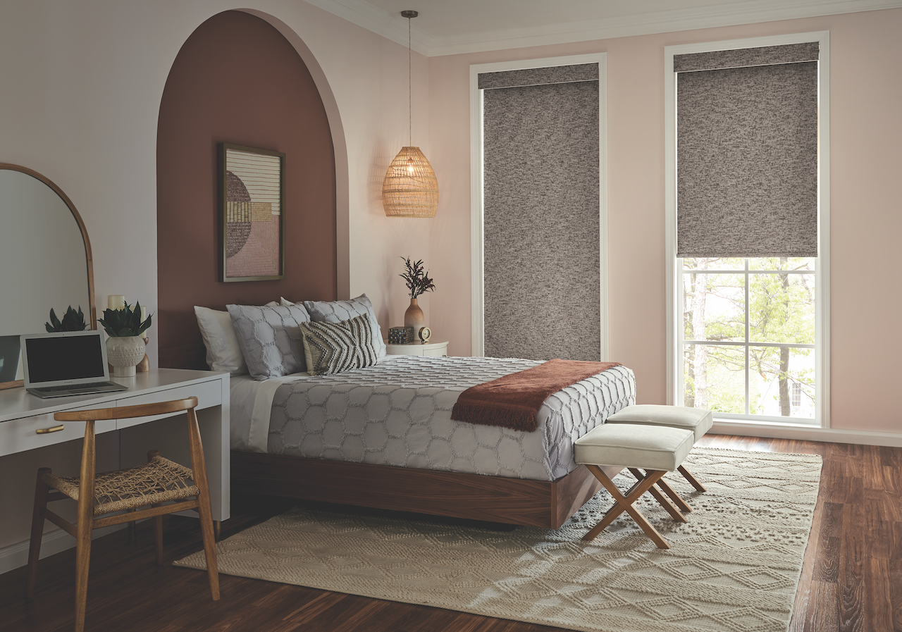 Modern roller shades in a contemporary room setting