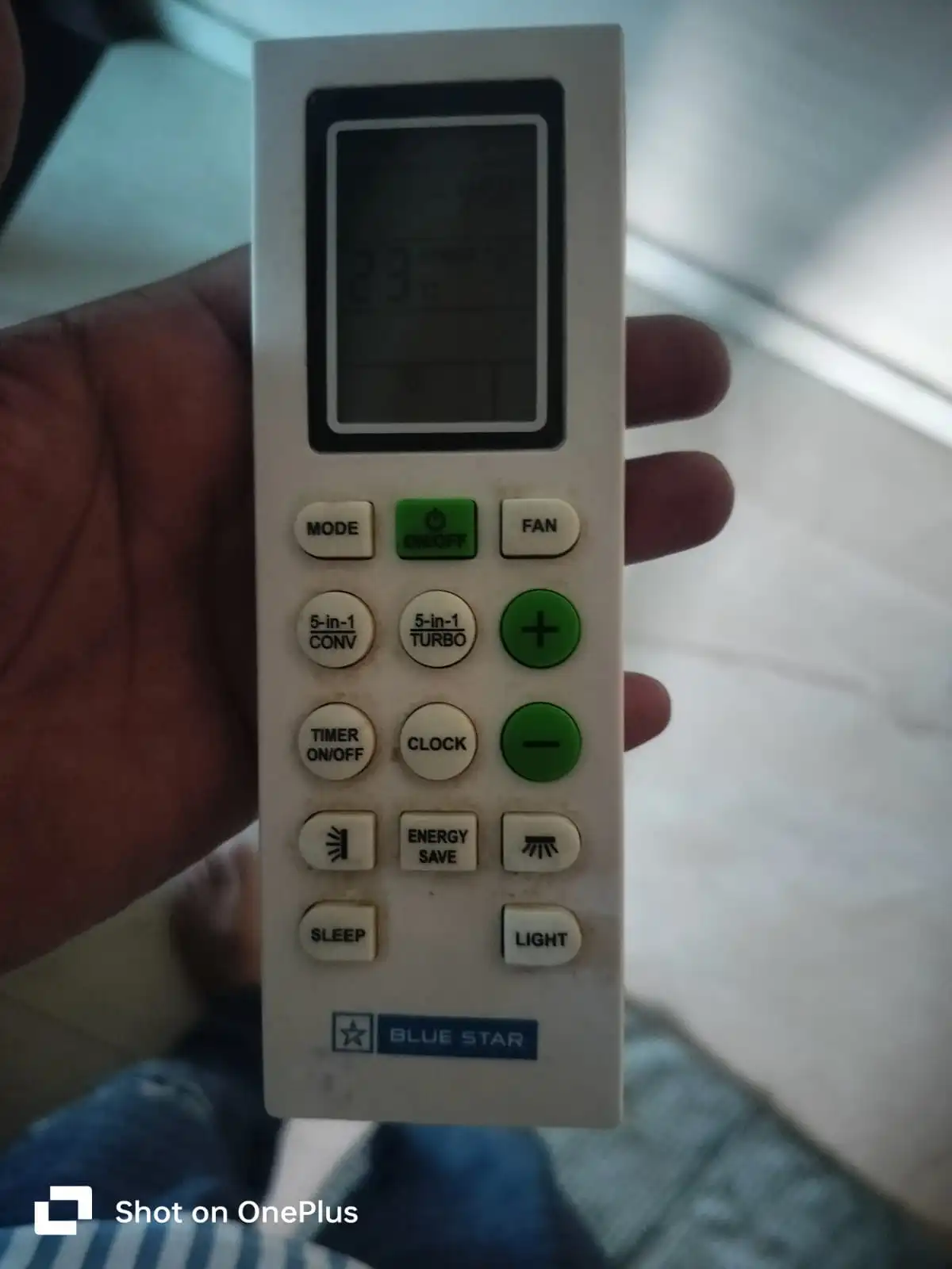 Blue Star AC remote control after a repair visit