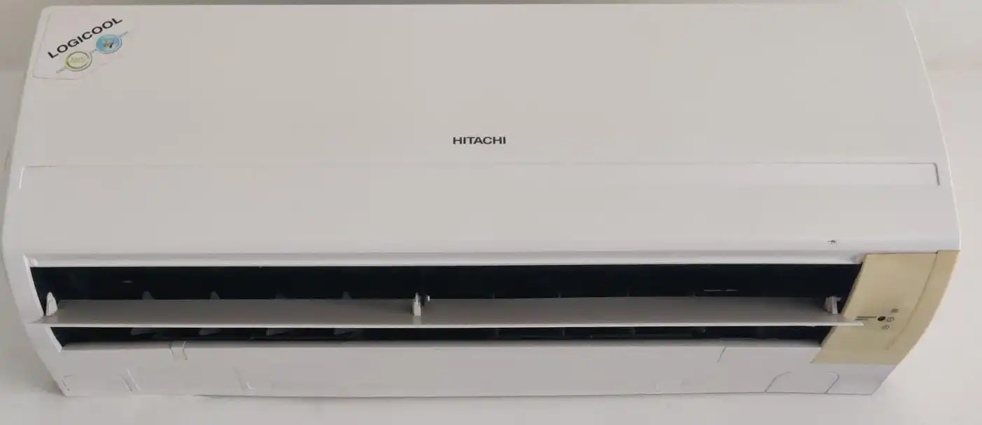 Wall-mounted Hitachi split AC indoor unit after installation